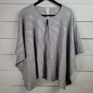 Chicos Collection Jacket Women Size 3,Crushed Gray Lightweight Batwing